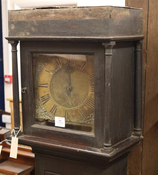 Thomas Jennings, Fritwell. A mid 18th century oak thirty hour longcase clock H.177cm